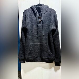 TRUE ROCK Gray Sherpa Lined Sweatshirt Hoodie Relaxed Fit Size-Small